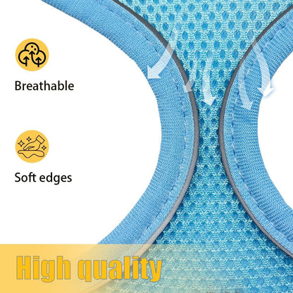 Dog Harness Small Sized and Leash Set, Dog Harness with Leash Set, Comfortable Air Mesh Dog Vest Harness with Reflective Strip, Reflective for Safe Easy Walking Dogs, Cats, Blue S