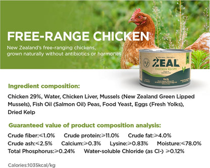 ZEAL New Zealand Wet Dog Food – High Protein, Pure Nutrition, Grain-Free with Superfoods (Chicken, 13.76oz Can 12-Pack)