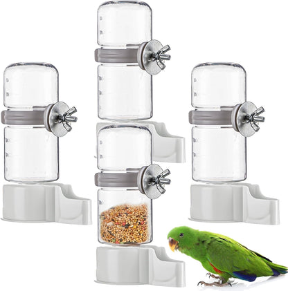 4 Pcs Bird Feeder Water Dispenser, Bird Feeder and Drinker Set, Automatic Bird Feeder for Cage, Hanging Bird Food Bowl, Bird Cage Accessories for Hamsters,Pigeons,Parrot