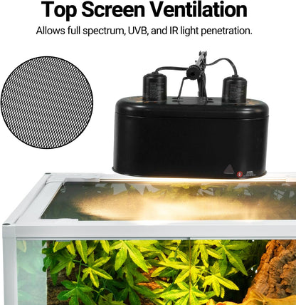 OiiBO 67 Gallon Reptile Tall Terrarium, Vertical Reptile Tank 24" x 18" x 36" Full Tempered Glass Double Front Opening Door with Top Mesh Lid, Reptiles Amphibians Habitat Enclosure (Knock-Down)