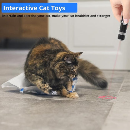 Cat Toys, 2 Pieces, USB Rechargeable Interactive Cat Mouse Toys, 3 Light Modes & 5 Adjustable Patterns, Portable Kitten Toy for Indoor Cats & Dogs, Training & Exercise Fun