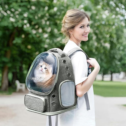 Cat Backpack Carrier with Bubble Window, Breathable & Foldable Pet Travel Carrier for Small Dogs and Cats, Airline-Approved for Hiking & Outdoor Use