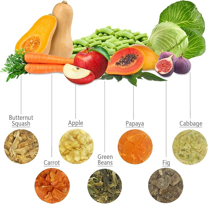 Exotic Nutrition Garden Fresh Re-Hydrate - High Calcium Dried Fruit & Vegetable Mix - for Sugar Gliders, Marmosets, Parrots, Conures, Iguanas, Turtles, Lizards, Bearded Dragons, & Other Small Pets