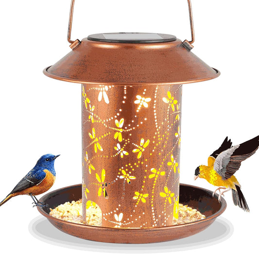 Bird Feeders for Outdoors Dragonfly Solar Lanterns Outdoor Waterproof Garden Decor Birthdays for Women Mom Grandma Metal Solar Decoration Outside LED Lanterns for Yard, Patio