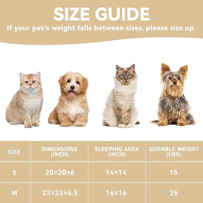 Cat Bed, 23In Dog Beds for Small Dogs, Calming Cat & Dog Beds for Indoor Pets, Pet Beds Comfortable Donut Round Ultra Soft (Camel, 23" L x 23" W x 6.5" Th)