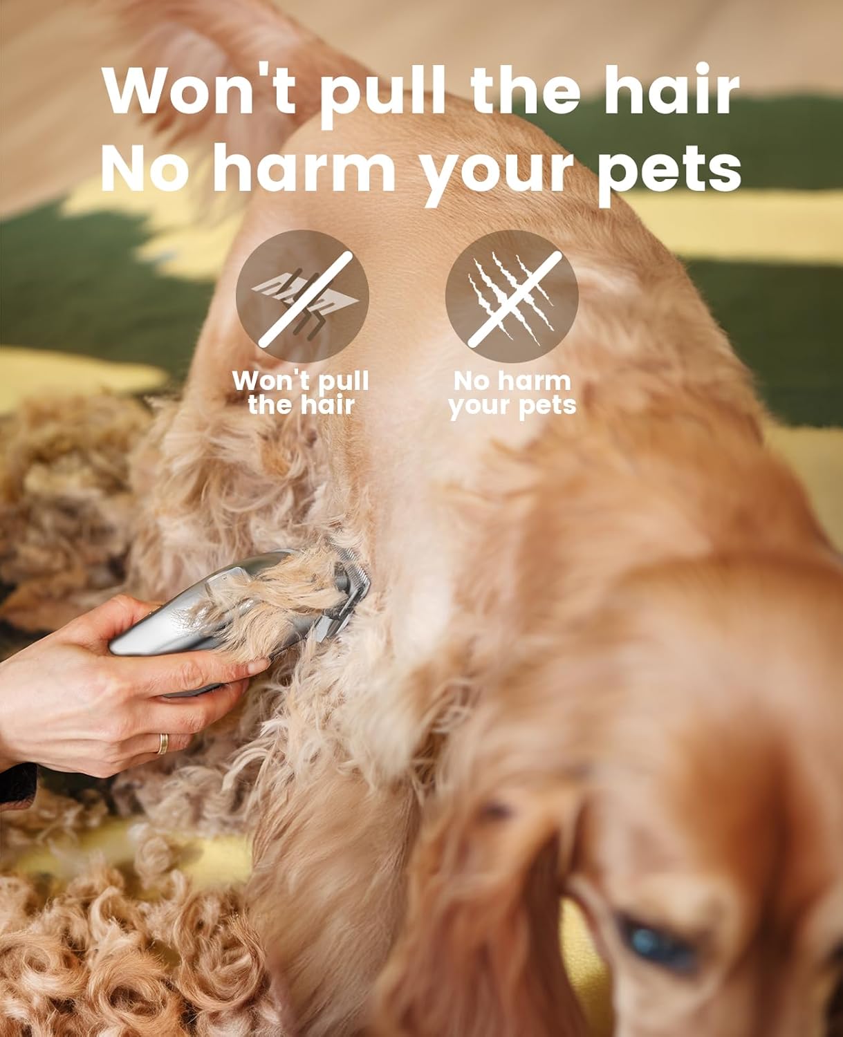 oneisall Dog Grooming Clippers for Thick Heavy Coats,Low Noise Cordless Dog Grooming Kit with Metal Blades, All Stainless Steel, 2 Speeds