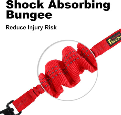 Plutus Pet Dog Seat Belt for Car, Adjustable Dog Car Harness with Carabiner Clip, Reflective Safety Dog Seatbelt Leash with Elastic Bungee, Red