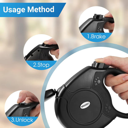 Retractable Dog Leash, 26 Ft Heavy Duty Pet Walking Leash for Small Medium Large Dogs up to 99lbs, Anti-Slip Handle, 360 ° No Tangle, Nylon Tape, One-Handed Brake