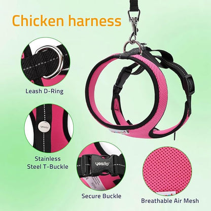 Adjustable Chicken Harness Diaper (5.4ft Leash) – Breathable & Washable Secure Training for Hens, Ducks & Chicks | Outdoor Walking & Discipline Solution,red
