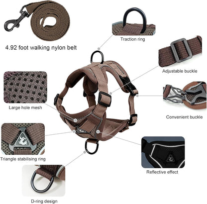 Large Cat Harness and Leash Set for Walking - Escape Proof Adjustable Vest, Reflective Breathable Mesh with 4 Buckles for Big Cats