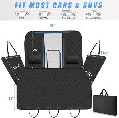 High Barrier Back Seat Extender for Dogs, Hard Bottom Dog Car Seat Cover for Back Seat Holds 420lbs, Backseat Protector Pet Bed, Waterproof Dog Hammock for Car SUV and Trucks