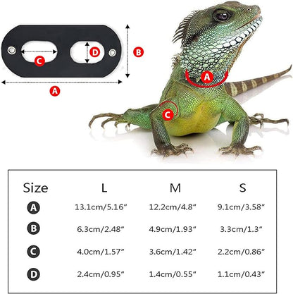 AIITLE Soft Leather Lizard Leash & Harness - Adjustable 3-Size Pack Bearded Dragon Harness for Small Pets: Chameleons, Ferrets, Hamsters, Juvenile Iguanas, Black