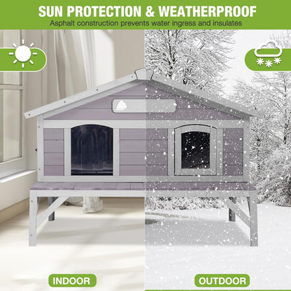GUTINNEEN Large Outdoor Cat House Insulated Cat House Indestructible Weatherproof Feral Cat Shelter with Openable Hinged Roof, Escape Doors for 1-4 Feral Barn Cats in Winter (43.5"x31.1"x31.2")