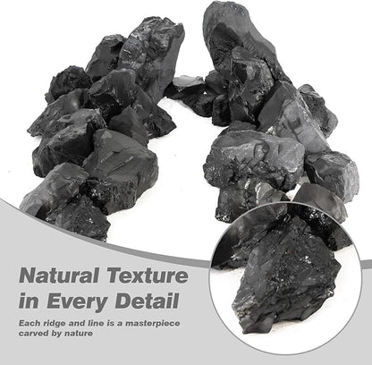 Unocho Aquarium Slate Rocks 10LB Fish Tank Stones Black Rocks for Aquarium Aquascaping Fish Tank Decoration Reptile Basking Platforms Paludarium Bonsai Vivariums(3"-7"-7Pcs)