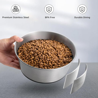 YINGFAN Dog Bowls 2 Pack Durable Heavy Duty Stainless Steel Dog Bowls Non-Slip Basic Bowl for Dogs with Rubber Base (Holds 3 Cups)