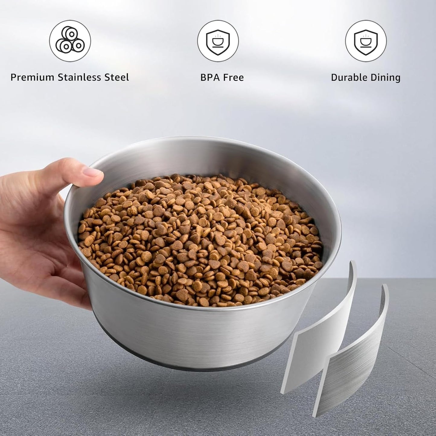 YINGFAN Dog Bowls 2 Pack Durable Heavy Duty Stainless Steel Dog Bowls Non-Slip Basic Bowl for Dogs with Rubber Base (Holds 3 Cups)