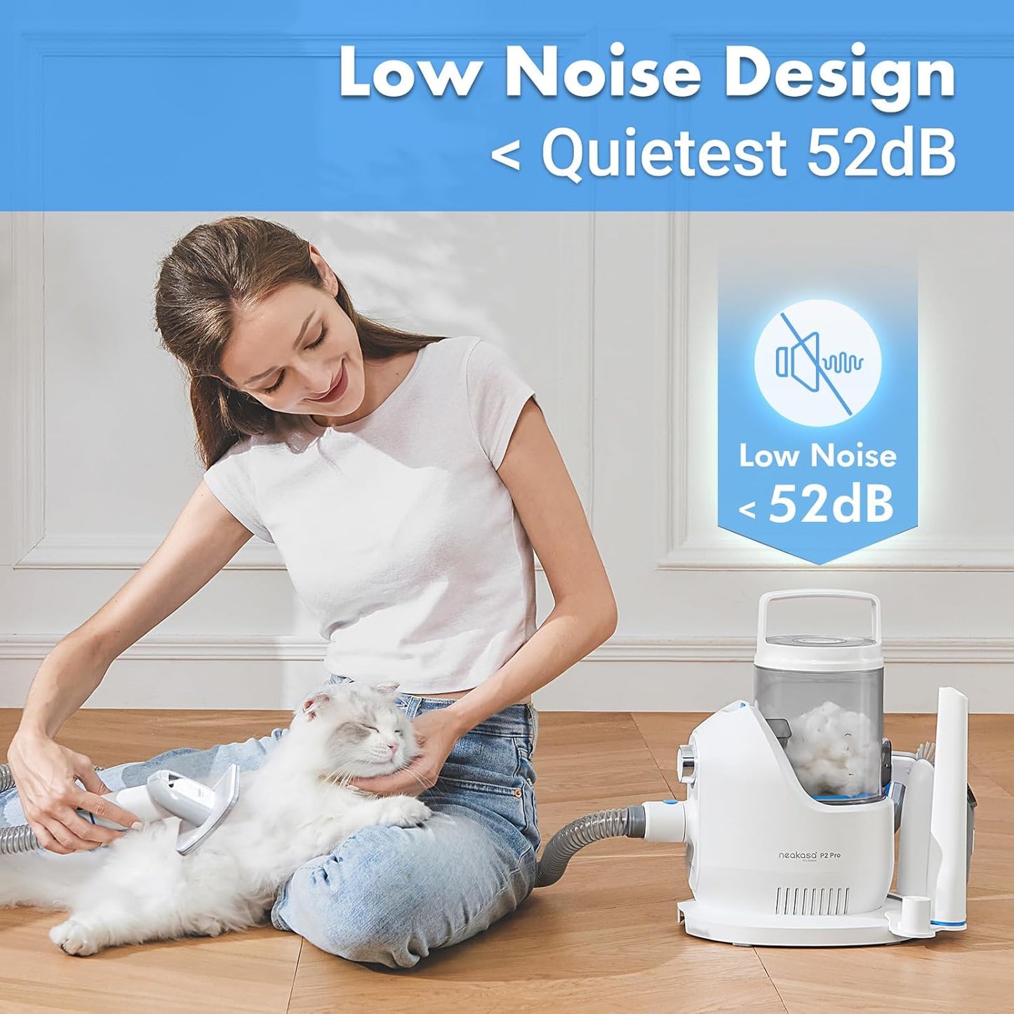 Neakasa P2 Pro Dog Grooming Kit, Dog Clippers Vacuum Suction 99% Hair, Pet Grooming with 5 Proven Tools, 2L Large-Capacity Easy Empty Dustbin for Dogs Cats Animals