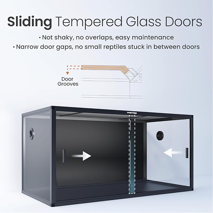 120 Gallon Bearded Dragon Tank,48" x 24" x 24" Reptile Tank with Sliding Door Top Screen Ventilation, Front Opening Reptile Enclosure for Easy Maintenance