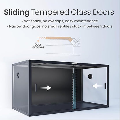 120 Gallon Bearded Dragon Tank,48" x 24" x 24" Reptile Tank with Sliding Door Top Screen Ventilation, Front Opening Reptile Enclosure for Easy Maintenance