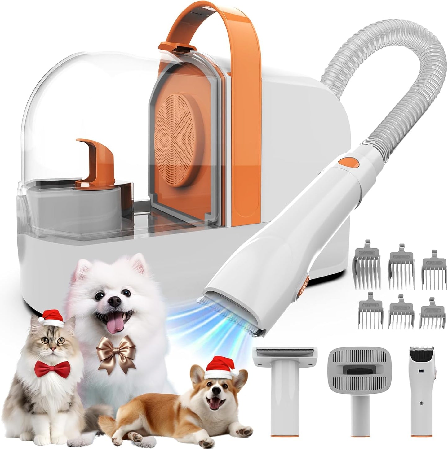 Dog Grooming Vacuum, Dog Grooming Kit with Pet Clippers, 12,000Pa Pet Hair Vacuum for Dogs, Low Noise Home Cleaning Tool in 1, PG10