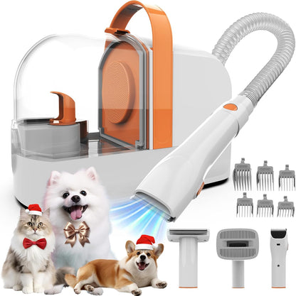 Dog Grooming Vacuum, Dog Grooming Kit with Pet Clippers, 12,000Pa Pet Hair Vacuum for Dogs, Low Noise Home Cleaning Tool in 1, PG10