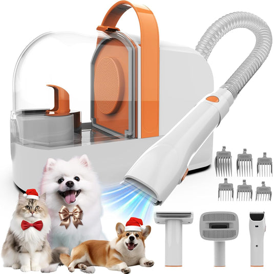 Dog Grooming Vacuum, Dog Grooming Kit with Pet Clippers, 12,000Pa Pet Hair Vacuum for Dogs, Low Noise Home Cleaning Tool in 1, PG10