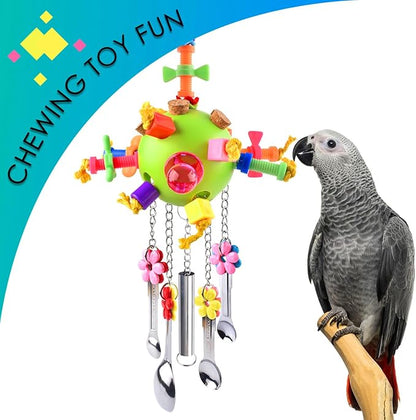 KATUMO Bird Toys, Parrot Pull Spoons Toys for Conure Cage Parakeet Cockatiel Quarker African Grey Mini Macaw Amazon Parrots Cockatoo Small to Medium Birds