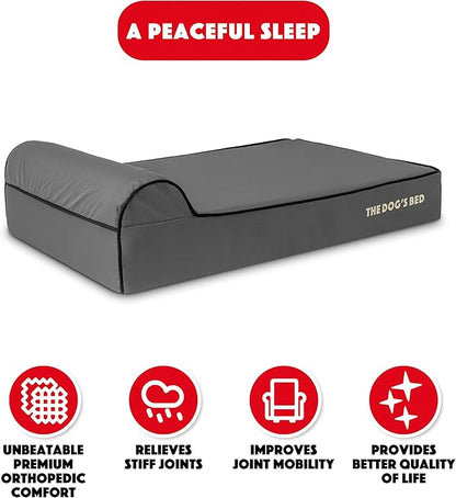 The Dog’s Bed Orthopedic Headrest Dog Bed Large Grey/Black, Memory Foam, Pain Relief: Arthritis, Hip & Elbow Dysplasia, Post Surgery, Lameness, Waterproof Washable Cover