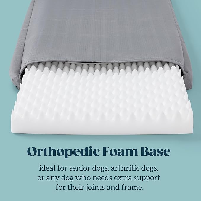 Cybarmour Chew Proof Dog Bed - Orthopedic Indestructible Dog Crate Pad - Outdoor Waterproof Kennel Mat for Aggressive Chewers - Medium Breeds & Fits 30-Inch Crate - 29"x18", Limestone