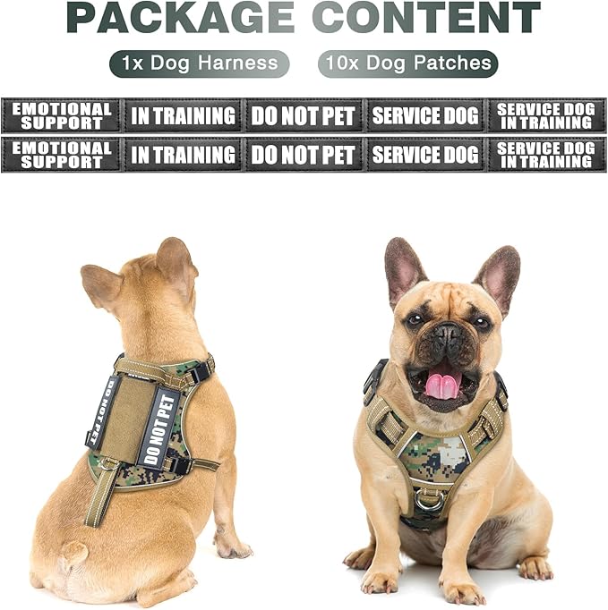 WINSEE Tactical Dog Harness, No Pull Dog Harness for Medium Large Dogs with Handle & Molle, Military Service Dog Vest Harness in Training Pet Harness for Small Dogs