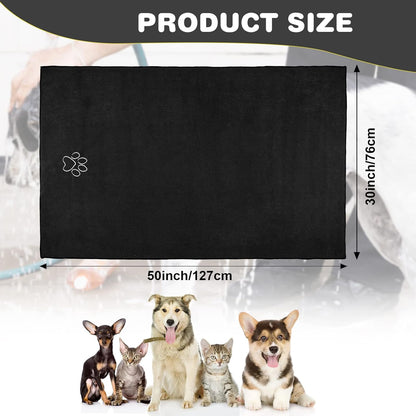 Chumia 4 Pack Dog Towels for Drying Large Microfiber Grooming Tools Absorbent Soft Bath Supplies with Embroidered Paw for Small Medium Pet Products(30 x 50 Inch,Black)