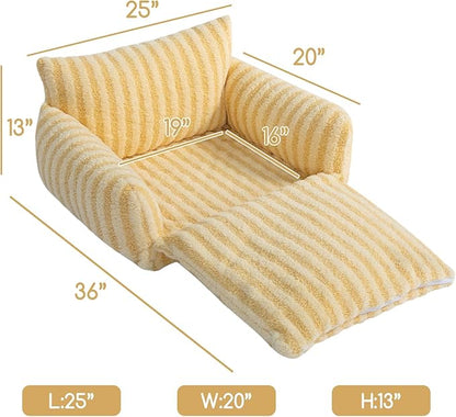 Hollypet Cat Bed Fluffy Plush Mutifuctional Double-Layer Soft Pet Couch Orthopedic Sofa Nest Beds for Small Cats and Dogs, Yellow (25x20x13 inch)