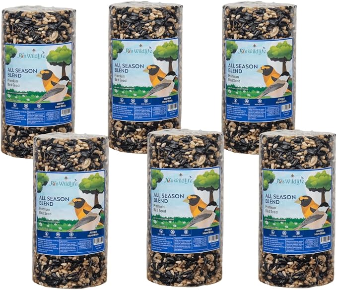 JCs Wildlife All Season Blend Premium Bird Seed Small Cylinder, 1.75 lb (6 Cylinder)