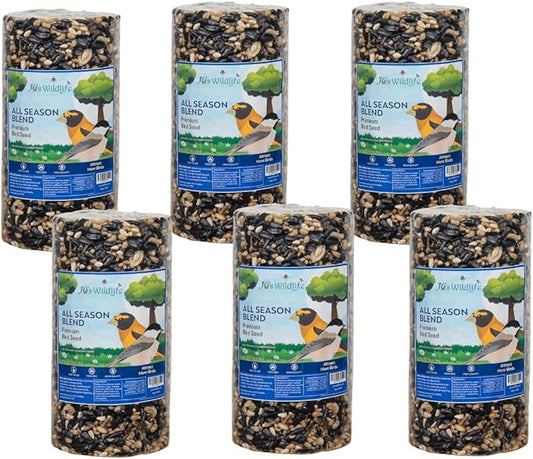 JCs Wildlife All Season Blend Premium Bird Seed Small Cylinder, 1.75 lb (6 Cylinder)