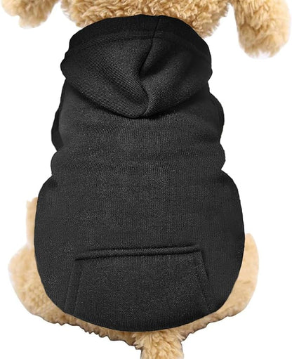 Jecikelon Winter Dog Hoodie Sweatshirts with Pockets Warm Dog Clothes for Small Dogs Chihuahua Coat Clothing Puppy Cat Custume (Black, Large)