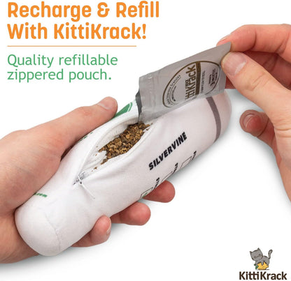 KittiBuzz 2-Pack Organic Silvervine Catnip Substitute Toys for Cats & Kittens | 100% All-Natural Wild Harvested Silvervine | 2 Refillable Coffe Cup Kicker Cat Toys