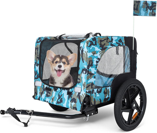 Pet Bike Trailer for Dogs, 88LBS Capacity Dog Bicycle Trailer with 20" Pneumatic Rubber Wheels, Multi-Directional Ventilation, Waterproof Cover, Perfect for Cycling with Pets