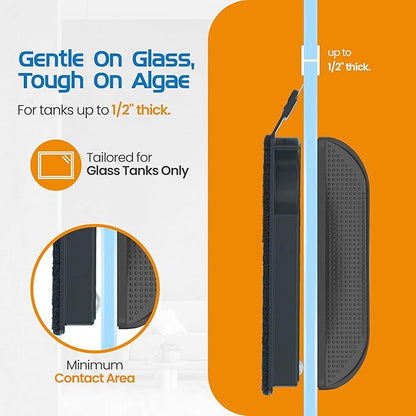Flipper Cleaner Float - 2-in-1 Floating Magnetic Aquarium Glass Cleaner - Fish Tank Cleaner - Scrubber & Scraper Aquarium Cleaning Tools - Floating Fish Tank Cleaner, Standard