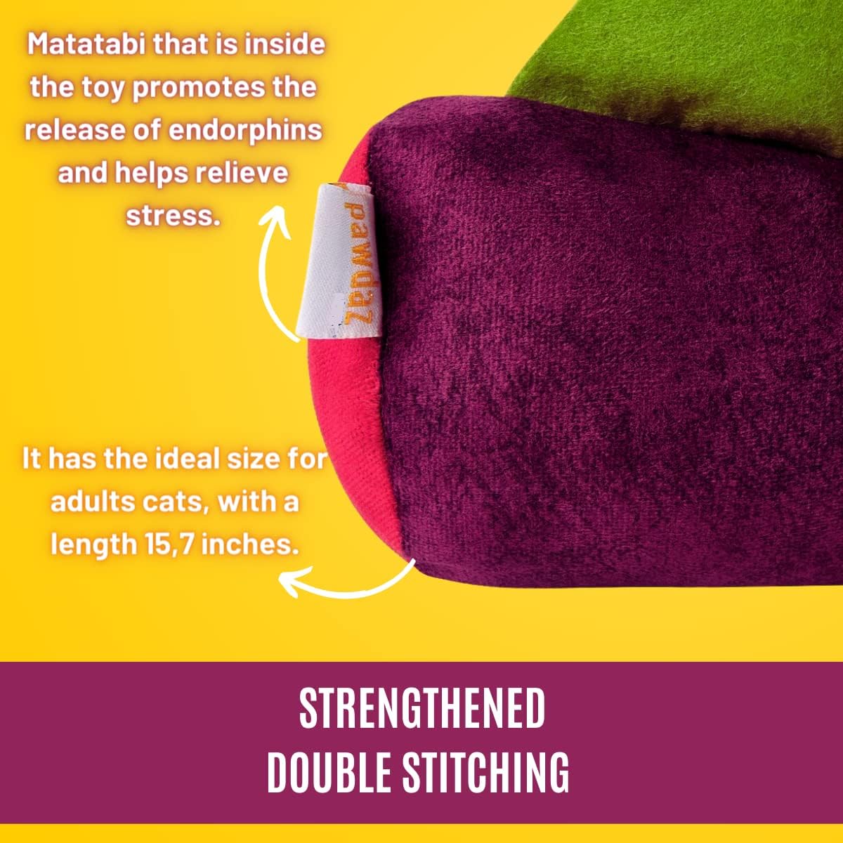 Large Cat Toy Dino, Catnip Matatabi Silvervine Filled Help Relief Stress Interactive Indoor Cat Kicker with Bell and Smell (Purple)