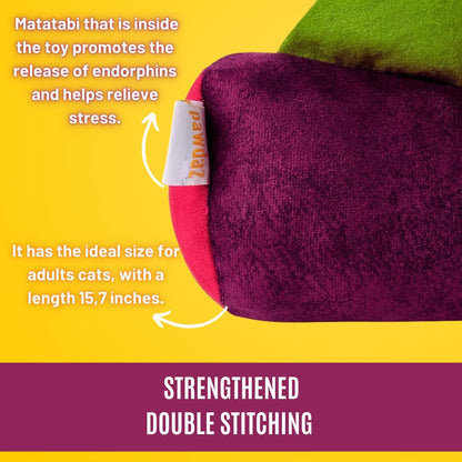 Large Cat Toy Dino, Catnip Matatabi Silvervine Filled Help Relief Stress Interactive Indoor Cat Kicker with Bell and Smell (Purple)