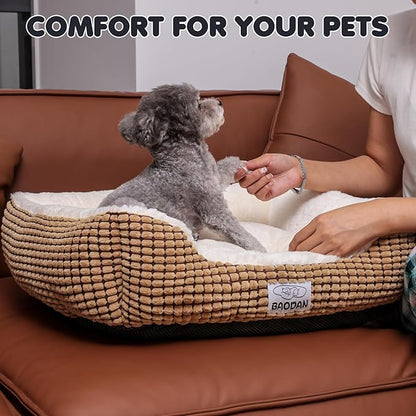 Dog Beds for Small Medium Dogs Washable, Calming Dog Bed Small Size Dog, Orthopedic Dog Bed, Warming Soft Calming Sleeping Puppy Bed Durable Pet Bed with Anti-Slip Bottom (25 inch, Coffee)