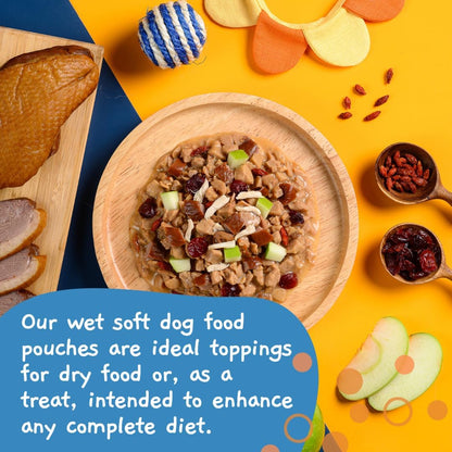 MOOCHIE Grain Free Small Dogs Wet Dog Food - Boost Immune - Duck, Cranberry & Goji Berry - No Artificial Flavors or Preservative - 12 x 3 oz Pouch