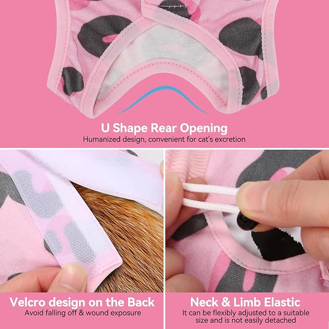 3 PCS Cat Recovery Suit for Spay Abdominal Wounds Female, Cat Onesie for Cats After Surgery, Pet Surgery Recovery Suit Kitten Onesie for Cats Anti Licking