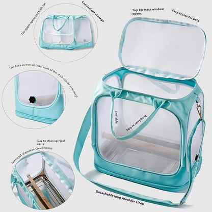 Parrot go Out Portable Bird Bag Oxford Cloth Clear pet cage Foldable pet Go Out Bird Bag (Green)