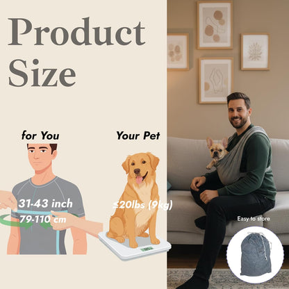 Dog Sling Carrier for Biking,Cat Cocoon Carrier,Pet Front Backpack Sling,Adjustable and Easy to Wear, Reducing Back Pressure (Grey)