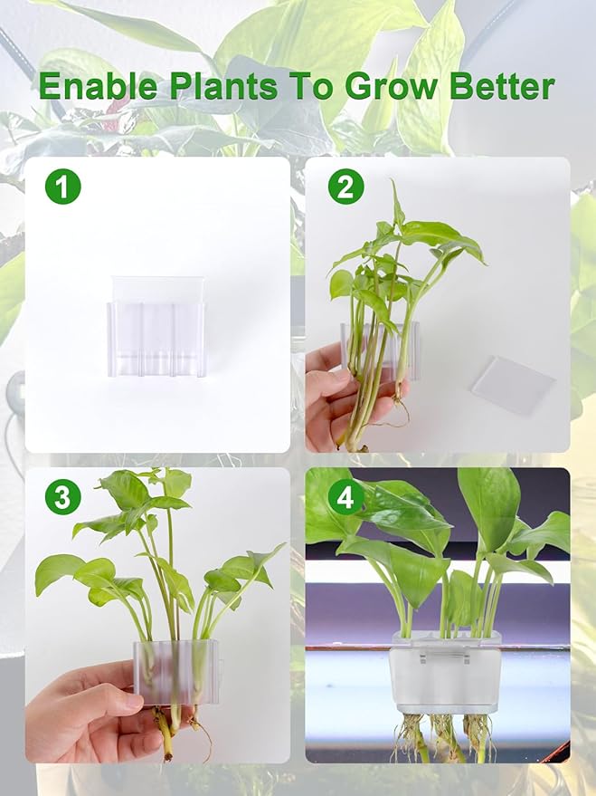 3 Holes Upgraded Aquatic Plant Cup Aquarium Plant Holder for Tank, Hanging Aquarium Plant Holder, Aquarium Aquatic Plant Cultivation, Aquarium Plant Decoration - 2 Pcs White