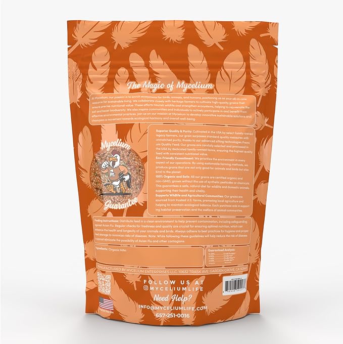 Mycelium Premium Millet – Organic, Non-GMO, High Nutritional Value Bird Food for Lovebirds, Sourced from Local USA Farms, Sustainable Farming, 5 lbs