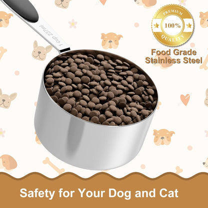 1/2 Cup Dog Food Scoop, Stainless Steel Scooper for Feeding Pet, Cat, Dog, Rabbit, Bird, Long Handle, Dishwasher Safe