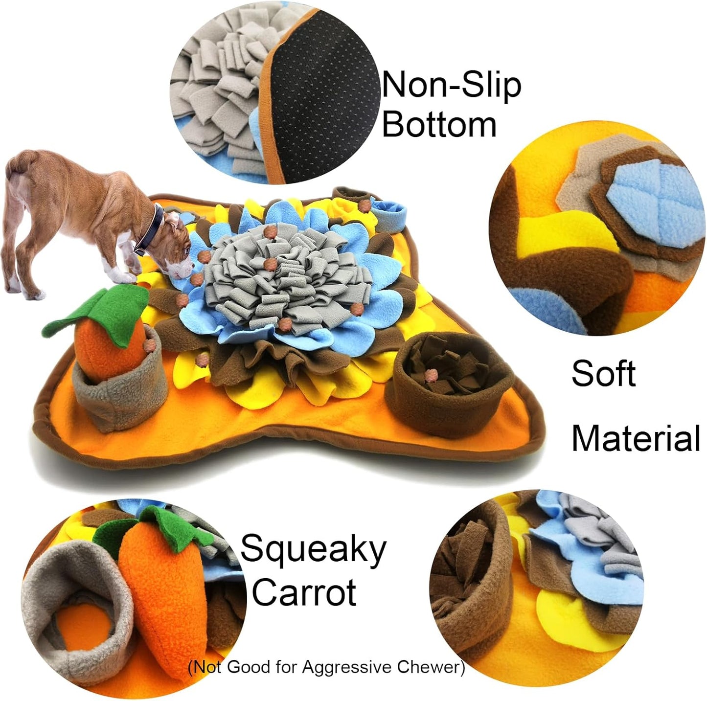 Dogs Snuffle Mat Pet Feeding Mats Puppy Sniffing Pad,Cat Doggies Interactive Puzzle Toys for Multiple Breeds Encourages Natural Foraging Skills,Training and Stress Release (Grey Brown)