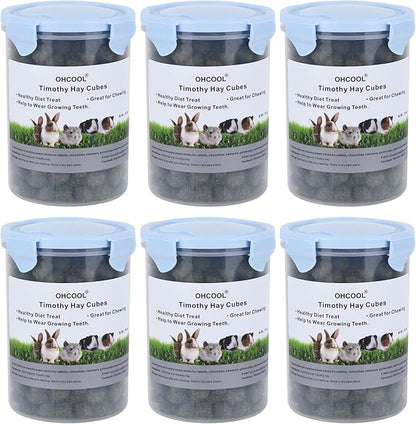 Timothy Hay Cubes 60 oz (6 * 10 oz) with Small Size - Timothy Grass Pellets for Tortoises Rabbits Guinea Pig Chinchilla